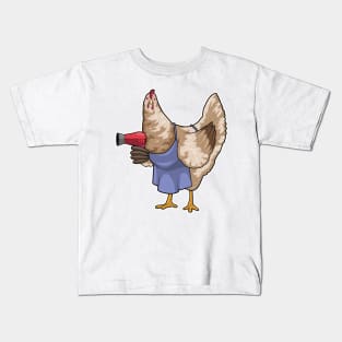 Chicken Hairdresser Hair dryer Kids T-Shirt